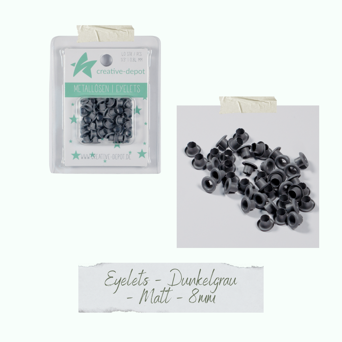 Eyelets - Dunkelgrau - Matt - 8 mm