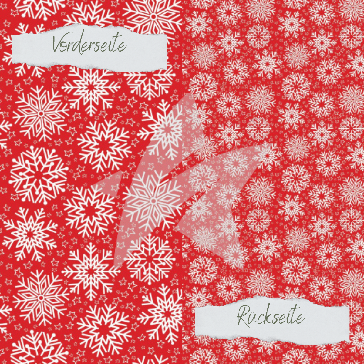 Papier à dessin - Designline - Flocons de neige - Rouge - Imprimé recto verso