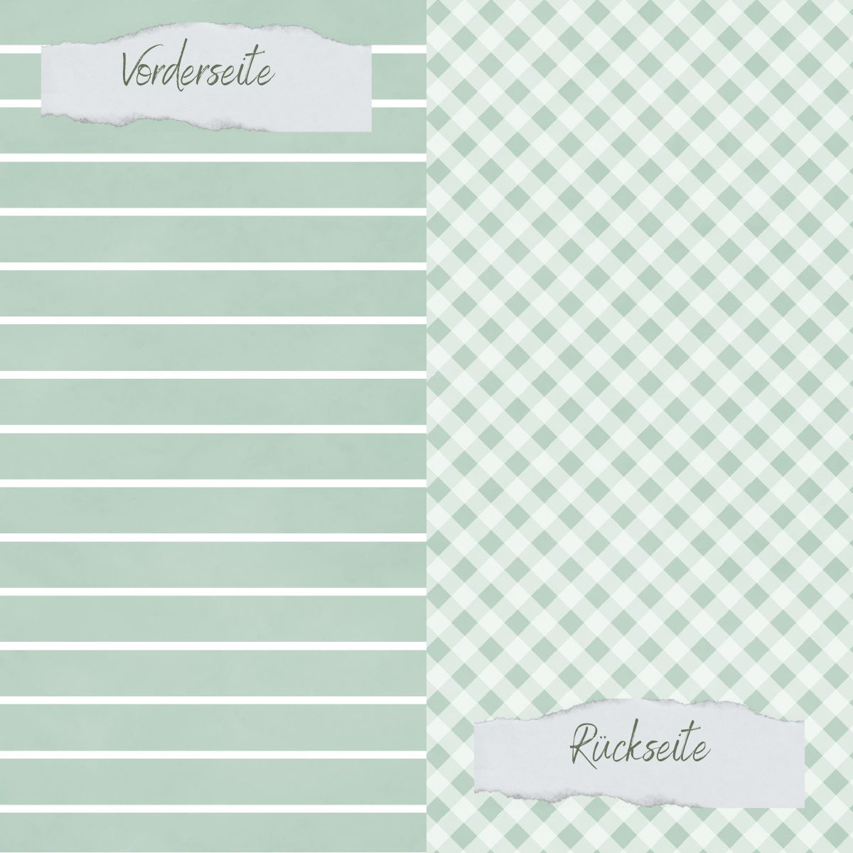 Papier Design - Basic - Vintage Mint - Breite Linien + Karos - Doppelseitig bedruckt