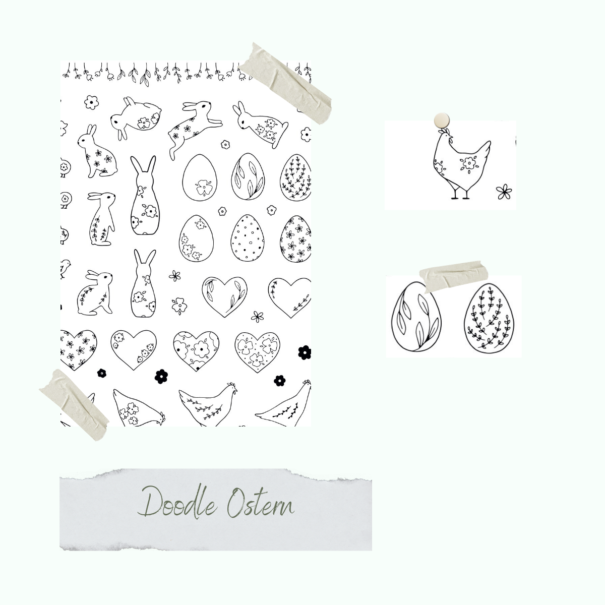 Jeu de timbres - Doodle Ostern