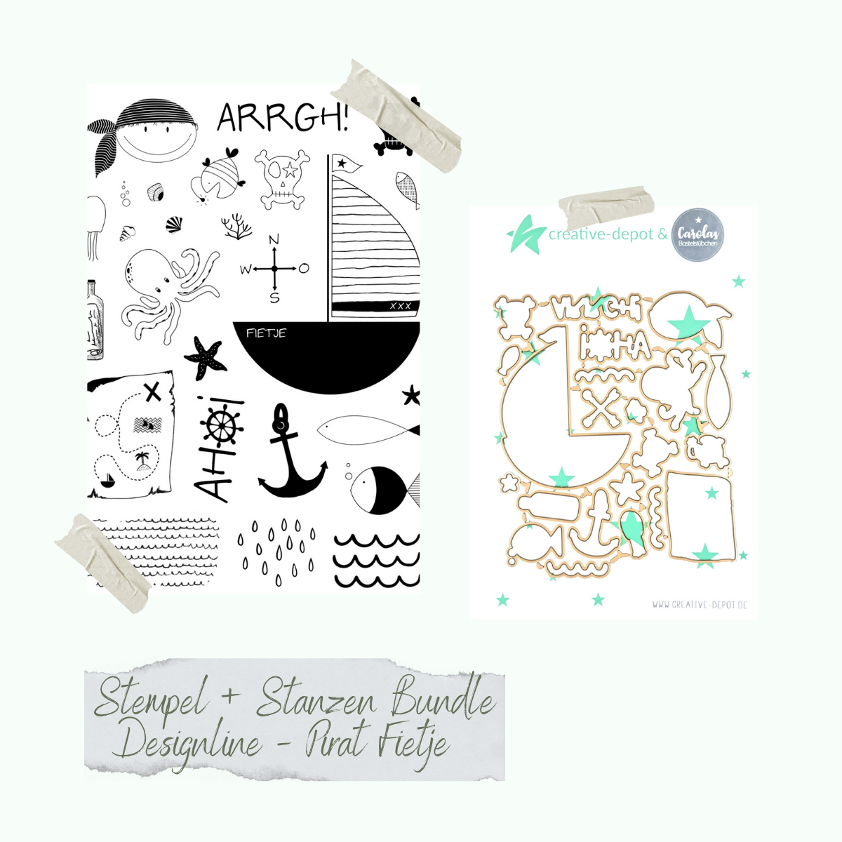 Bundle - Set de tampons & emporte-pièces - Designline - Pirate Bike