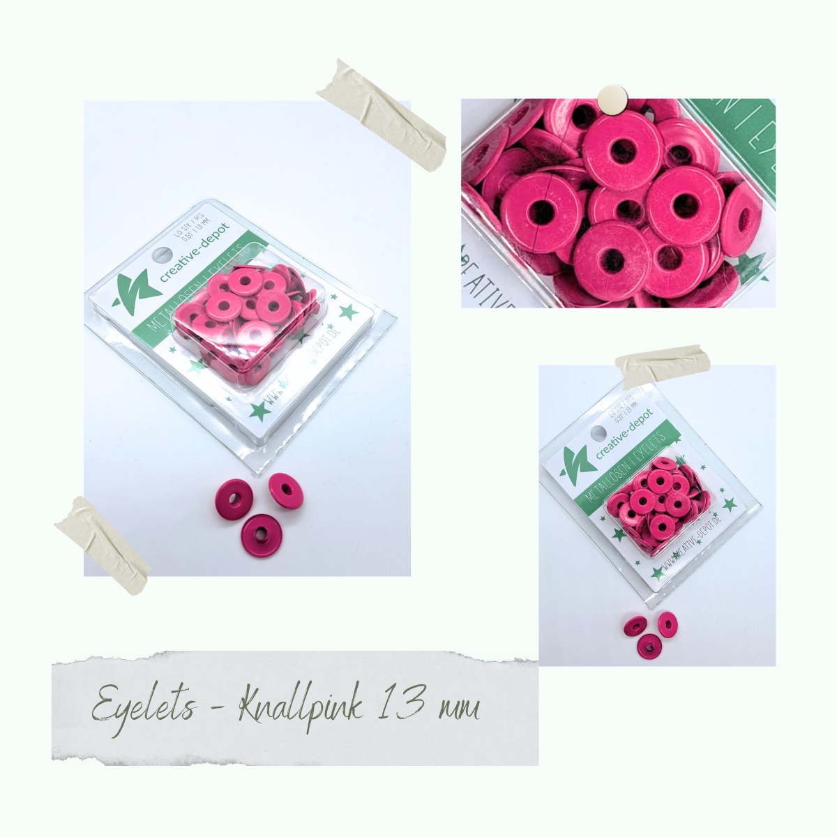 Oeillets larges - rose vif - 13mm