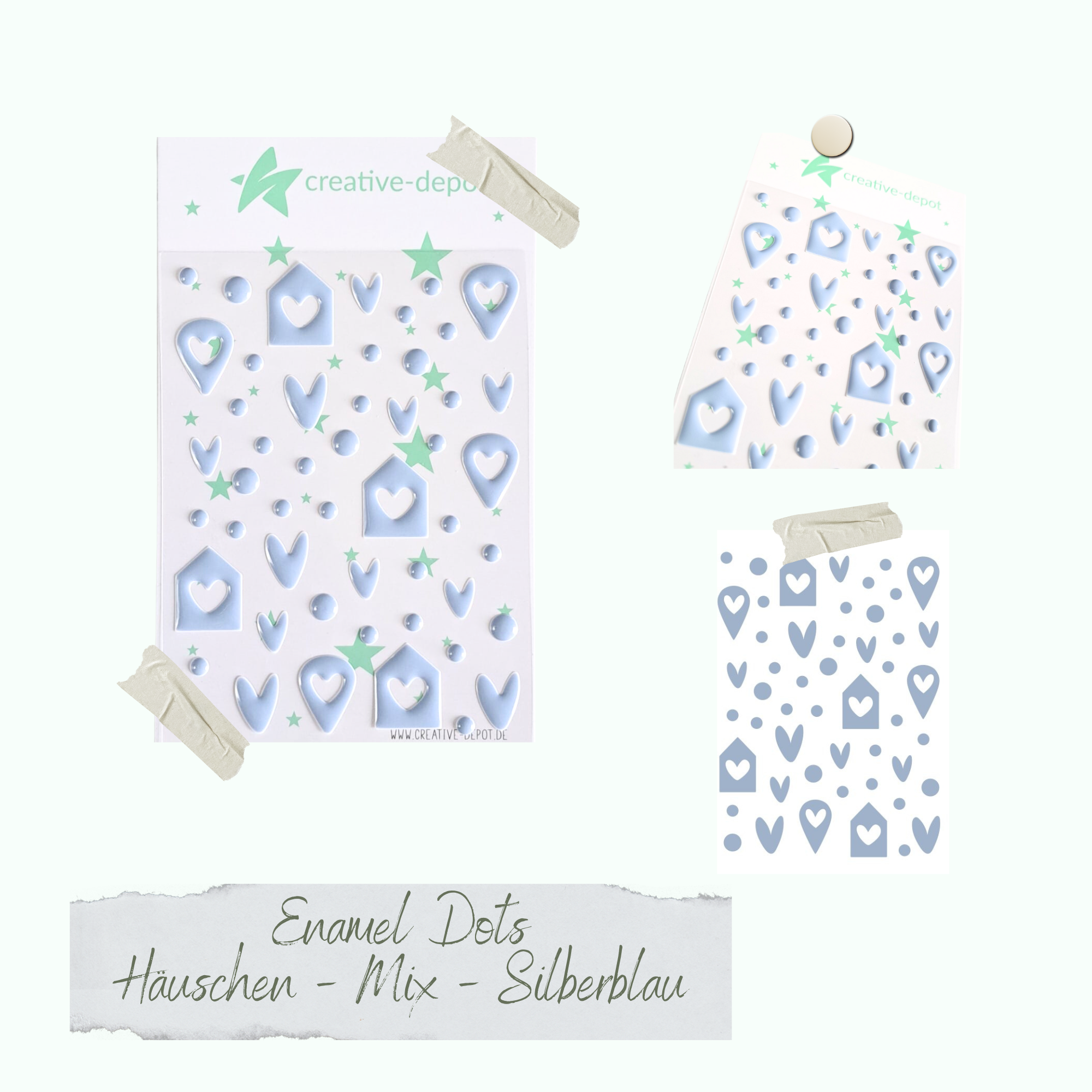 Enamel Dots - Häuschen Mix - Silberblau