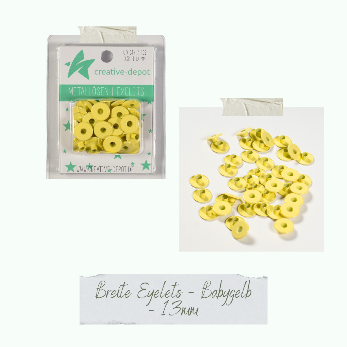 Breite Eyelets - Babygelb - 13 mm