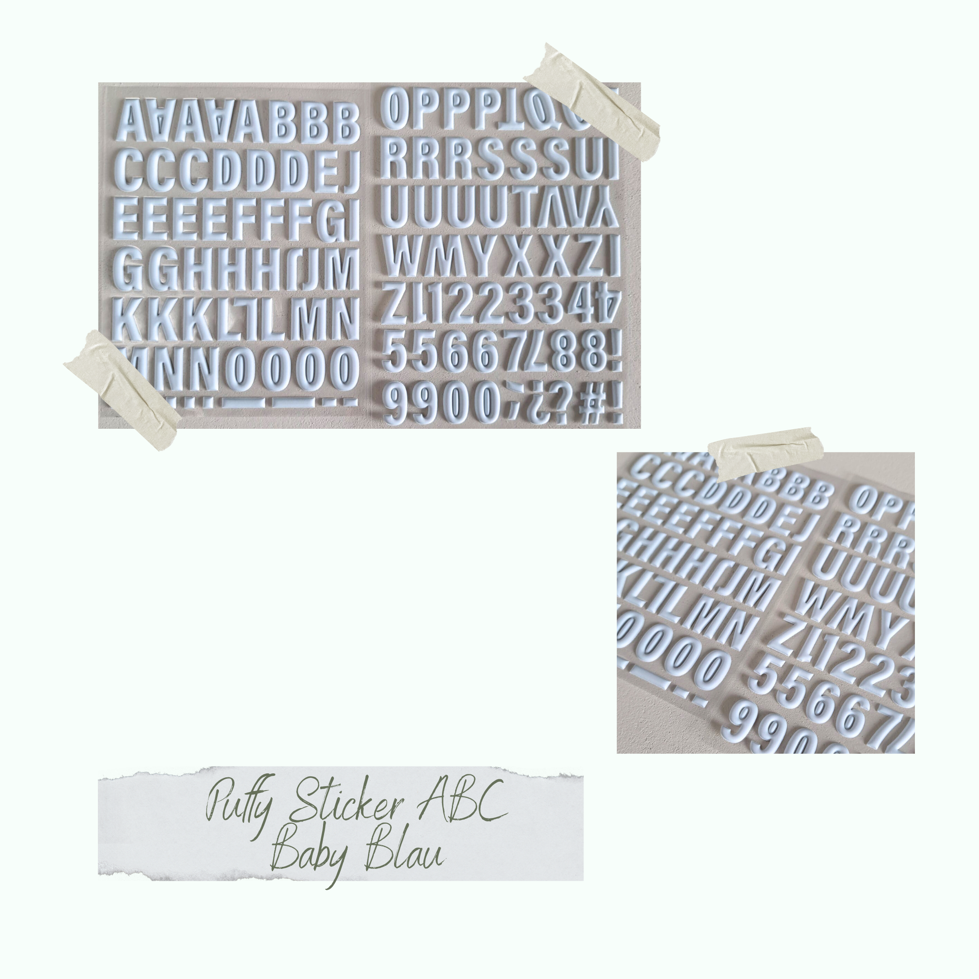 Puffy Sticker - ABC - Baby Blau