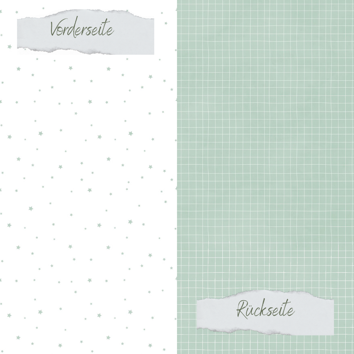 Papier Design - Basic - Vintage Mint - Doodle Gitter + Sternchenregen - Doppelseitig bedruckt