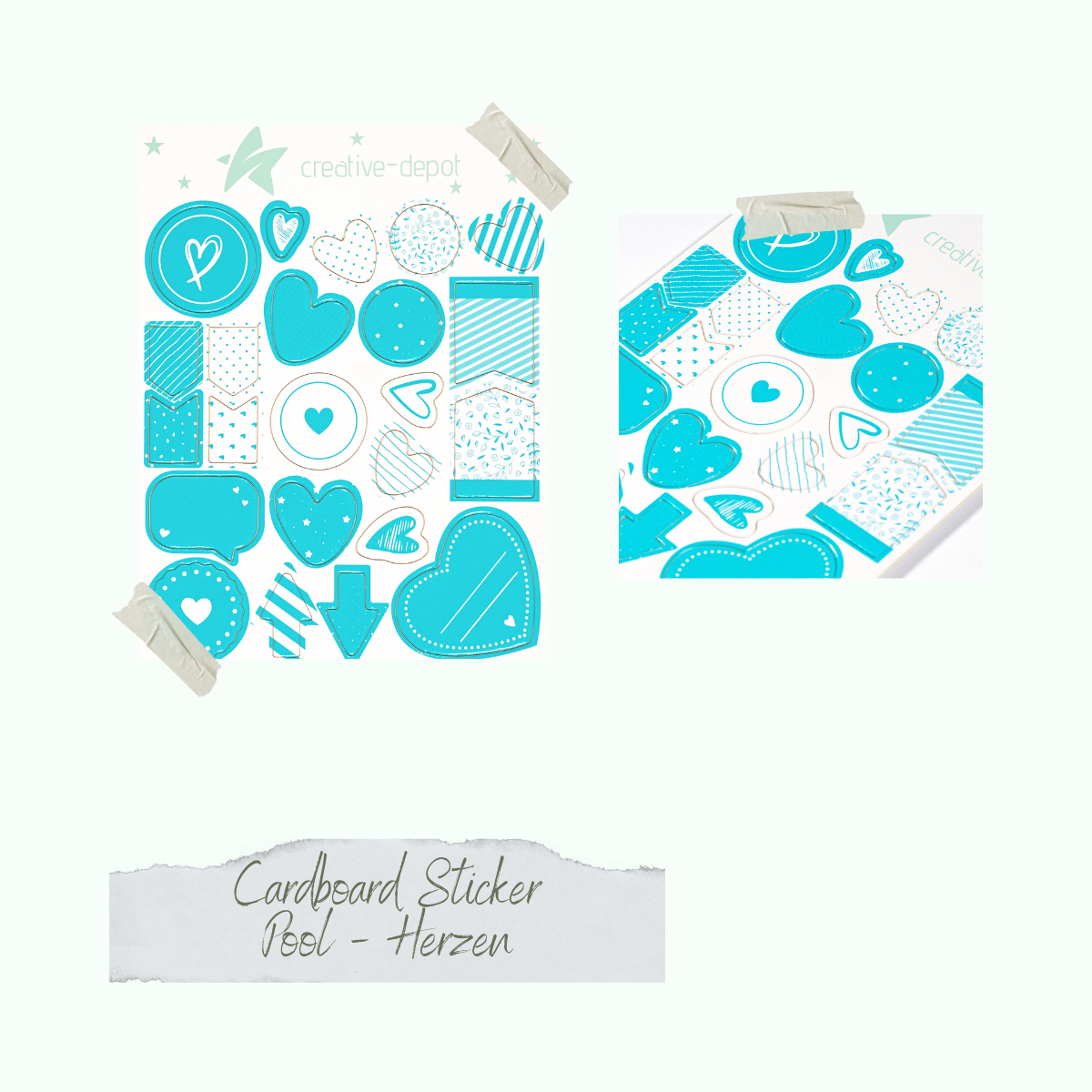 Cardboard Sticker - Pool - Herzen