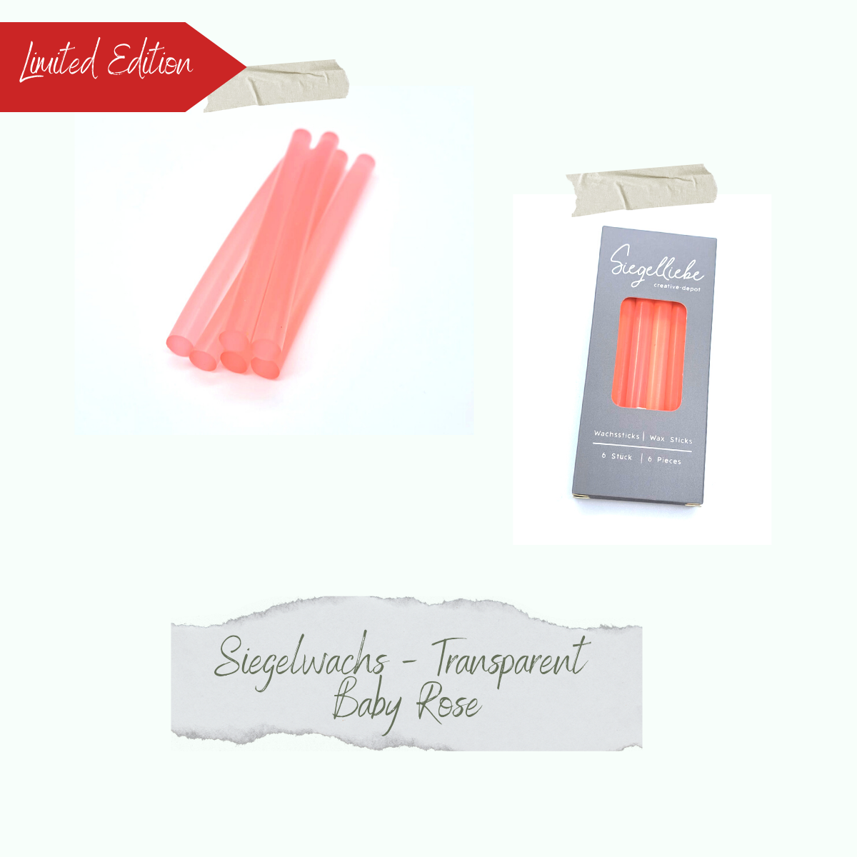 Bâtons de cire - Transparent - Baby Rose - Siegelliebe