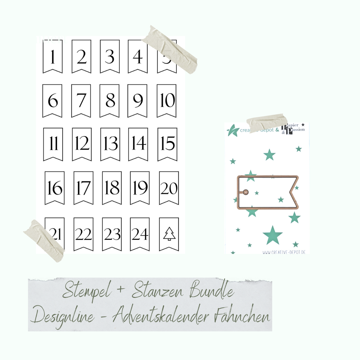 Bundle - Stamp set & punches - Designline - Adventskalender Fähnchen