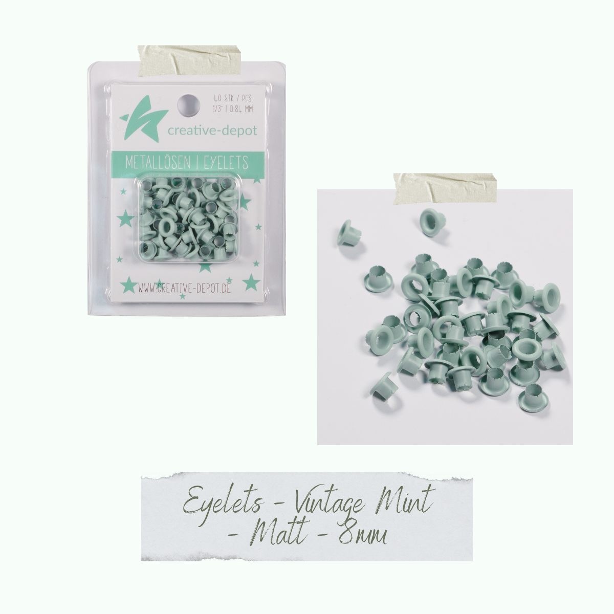 Eyelets - Vintage Mint - Matt- 8 mm