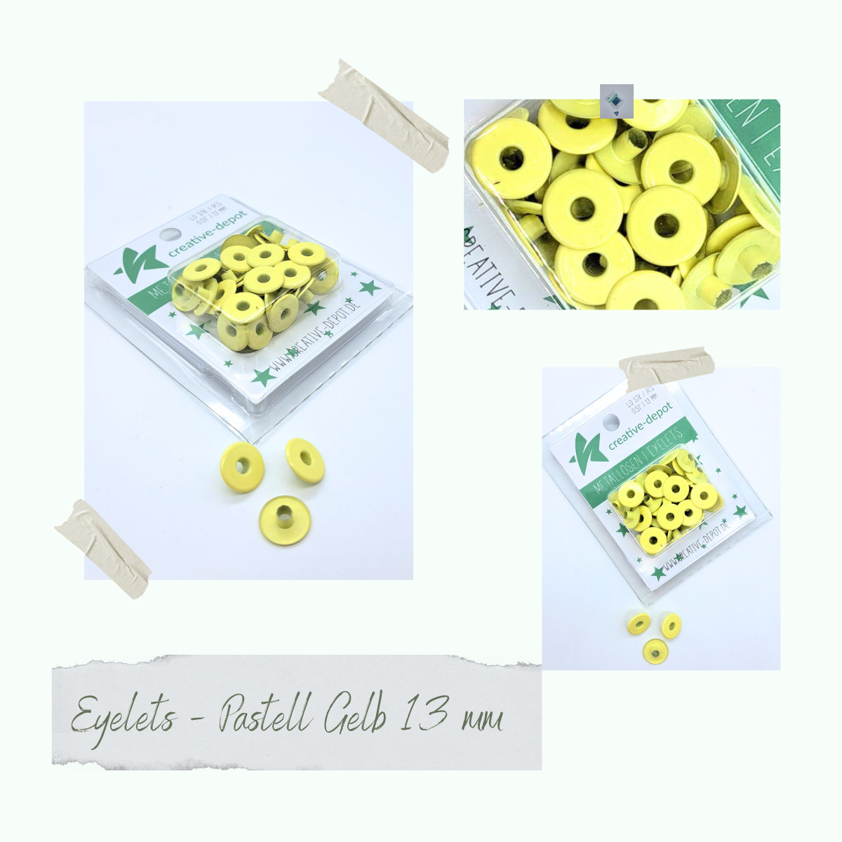 Oeillets larges - jaune pastel - 13 mm