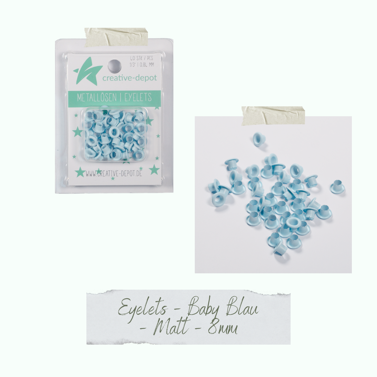 Eyelets - Baby Blau - Matt - 8 mm