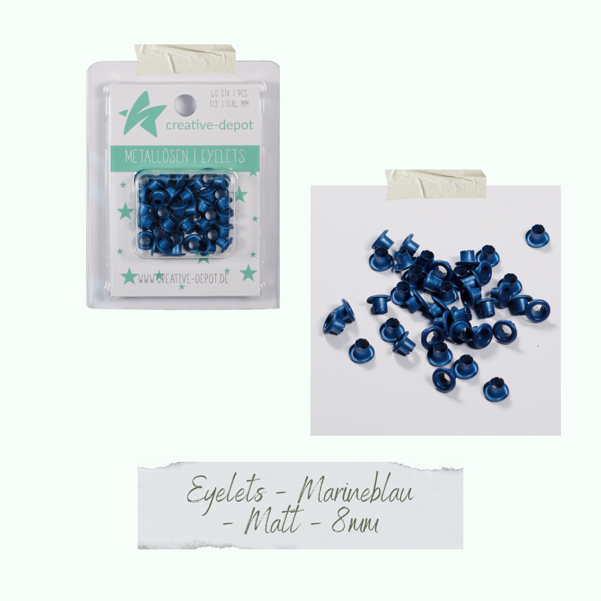 Eyelets - Marineblau - Matt - 8 mm