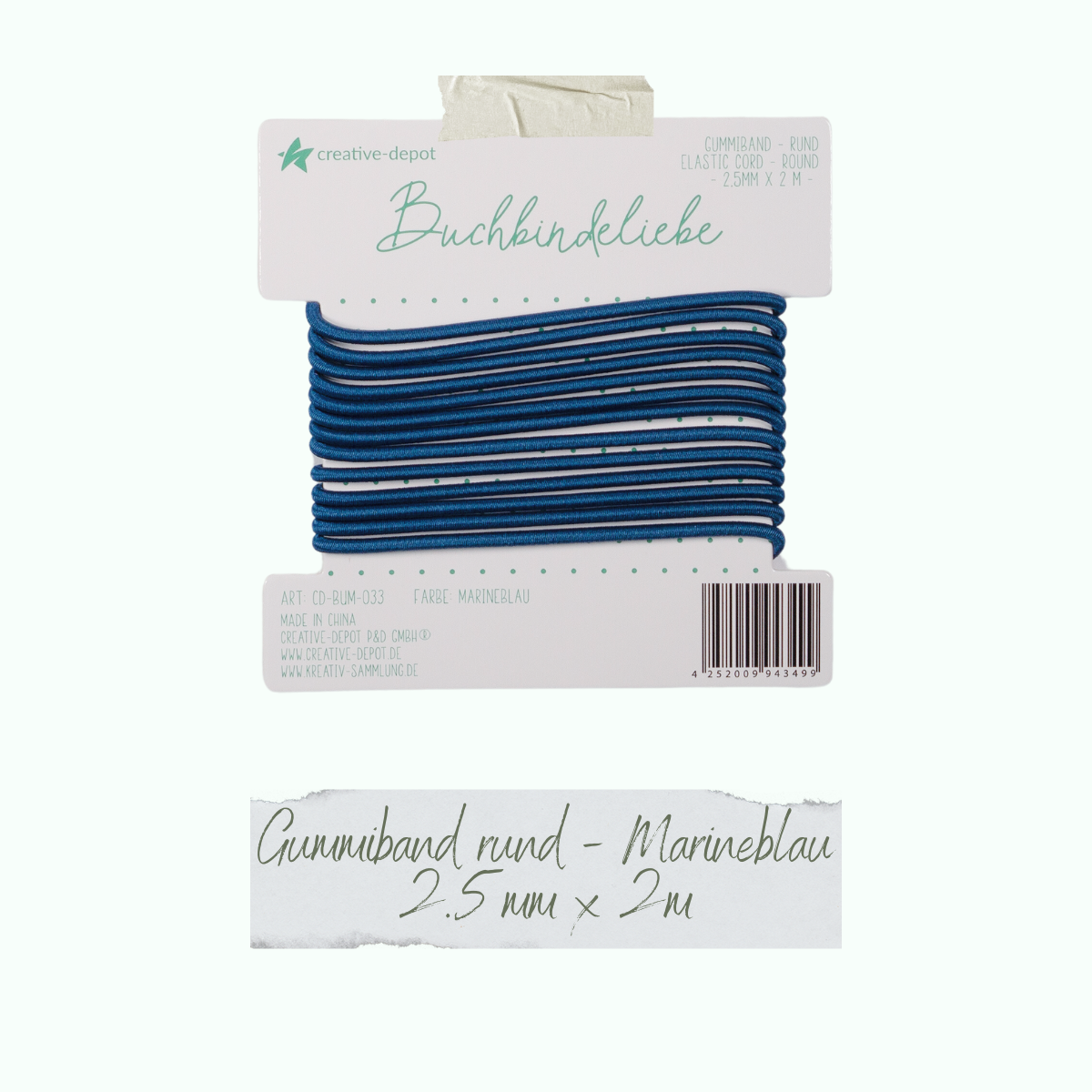 Buchbindeliebe - Gummiband - Marineblau - rund