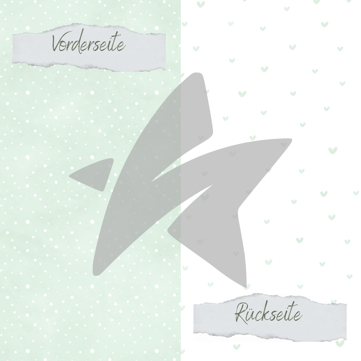 Papier Design - Basic - Babymint - Doodle Herzen + Sprenkel - Imprimé double face