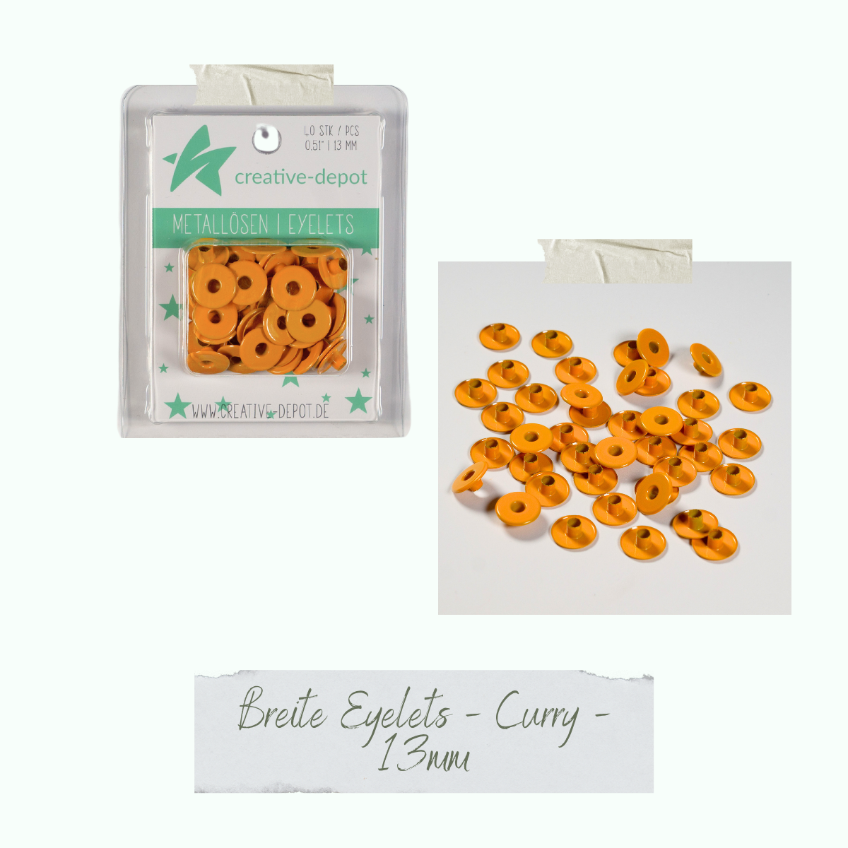 Breite Eyelets - Curry - 13 mm