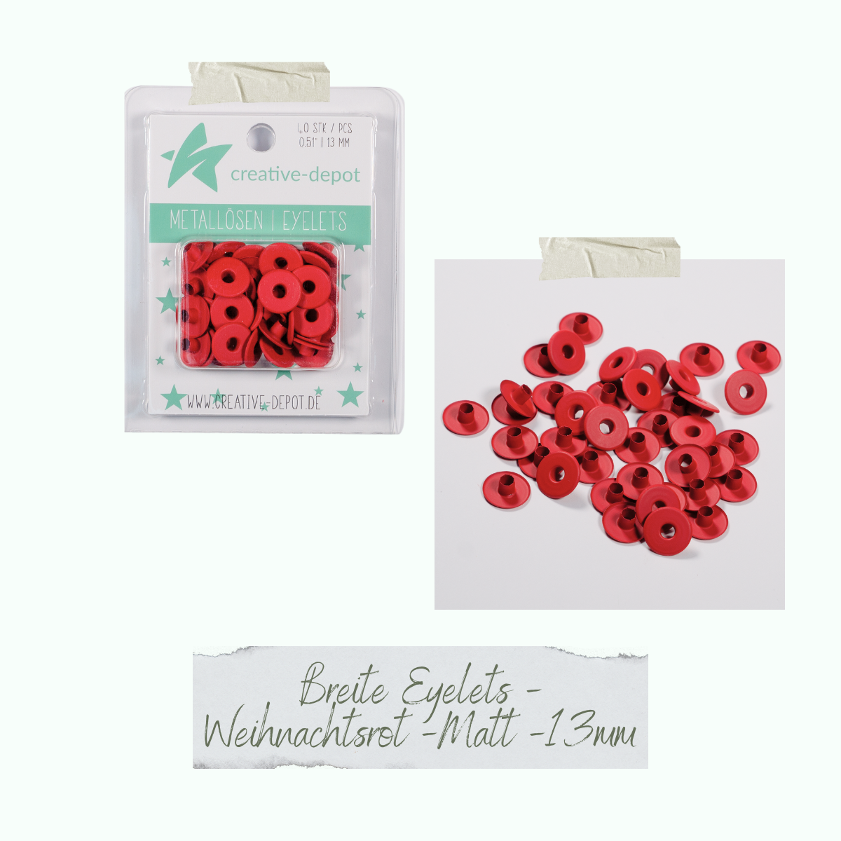 Breite Eyelets - Weihnachtsrot - Matt - 13 mm