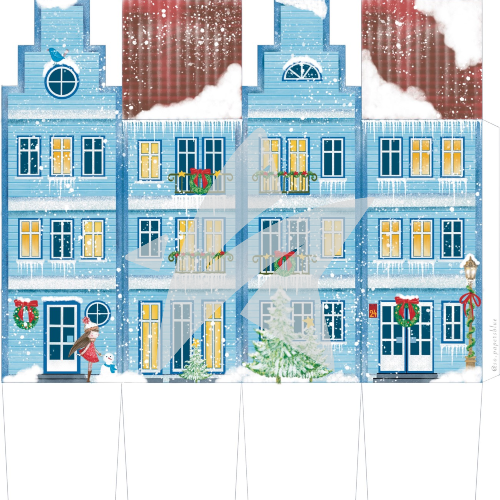 Papier à dessin - Designline - Maison de Noël - Bleu