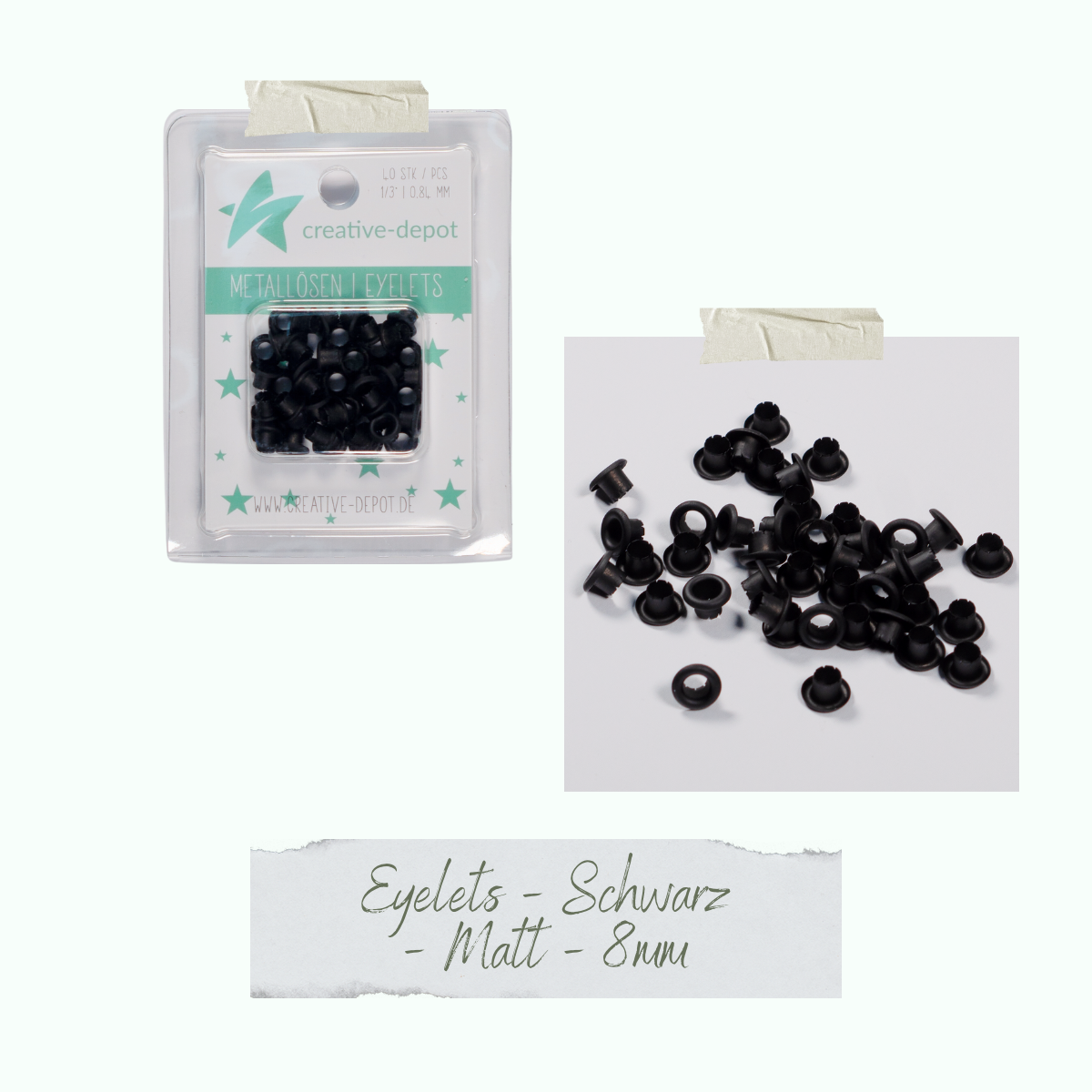 Eyelets - Schwarz - Matt - 8 mm