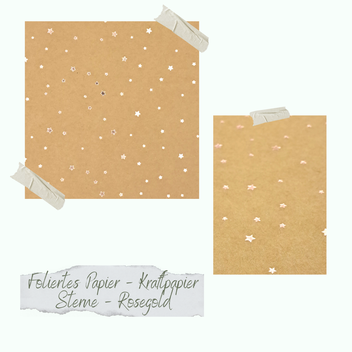 Papier moussé - Kraftpapier - Sterne - Rosegold