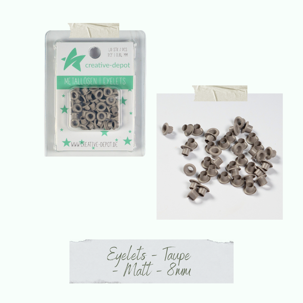 Eyelets - Taupe - Matt - 8 mm