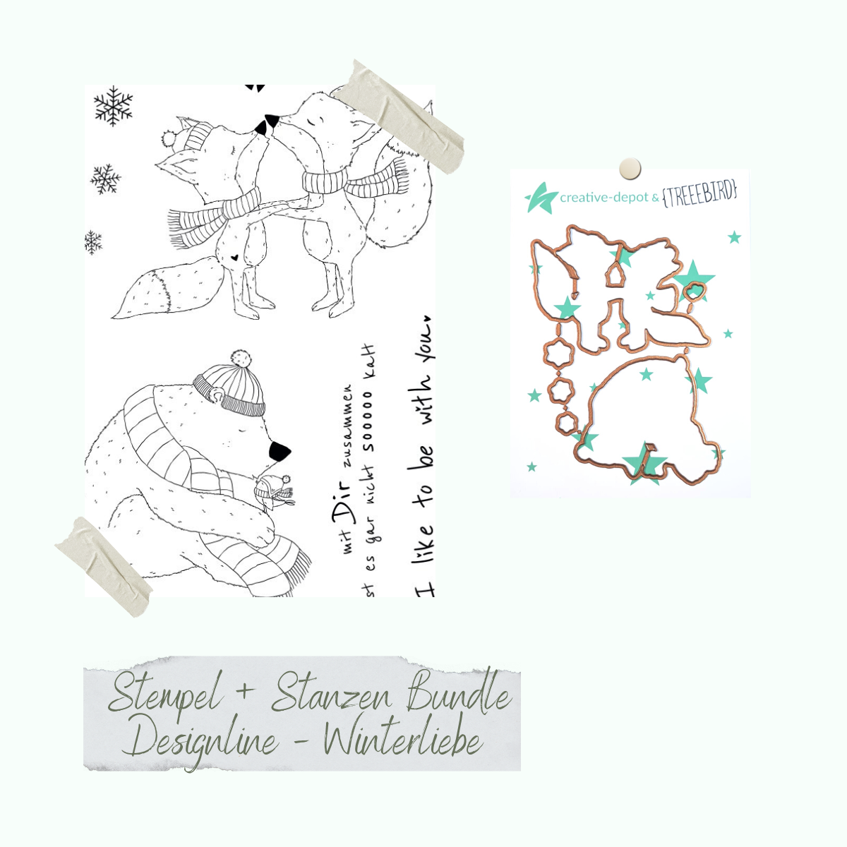 Bundle - Stamp set & punches - Designline - Winterliebe