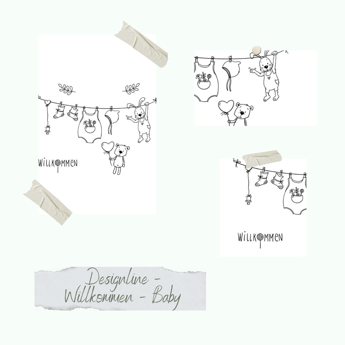 Set de timbres - Designline - Willkommen - Baby