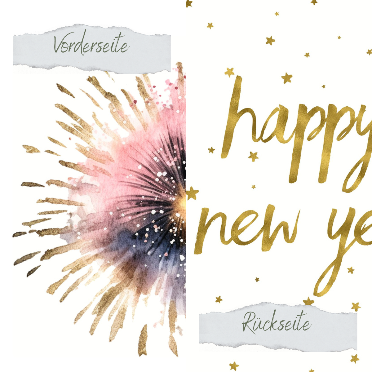 Papier Design - Silvesternacht - Happy New Year - Imprimé recto-verso