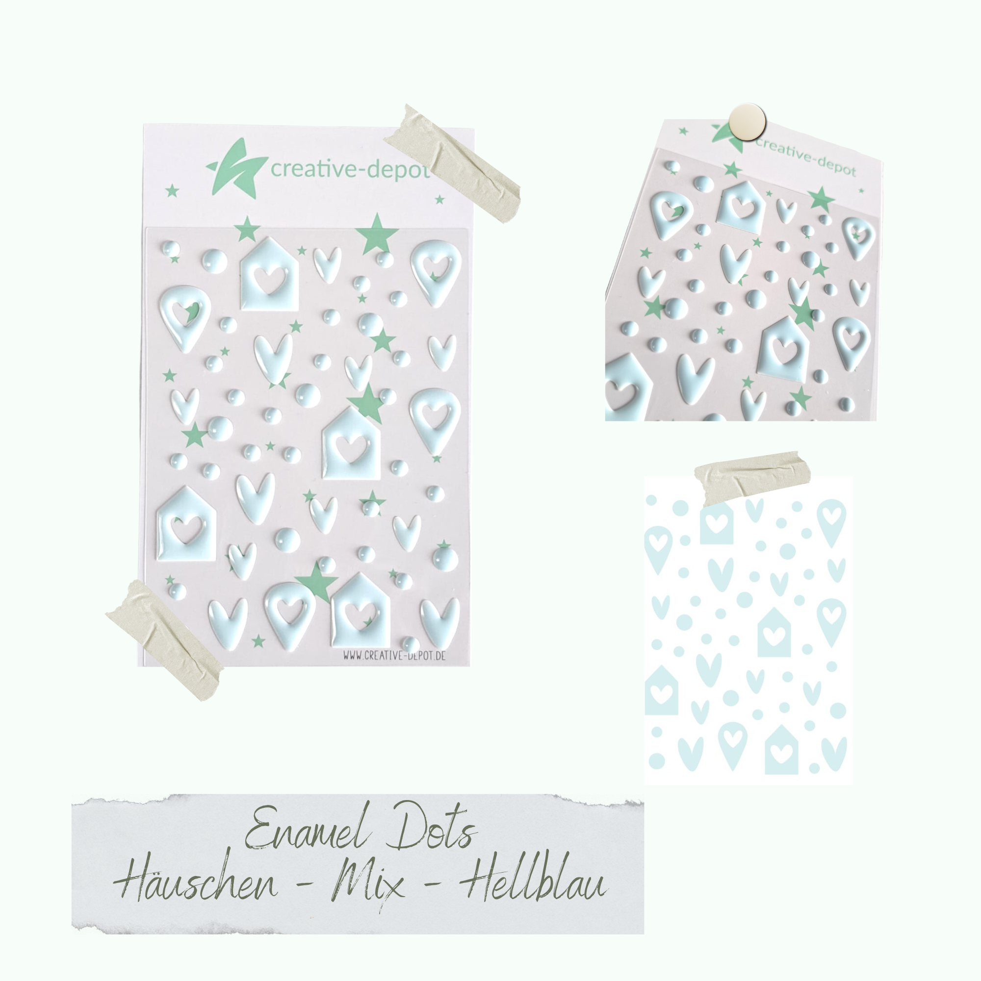 Enamel Dots - Häuschen Mix - Hellblau