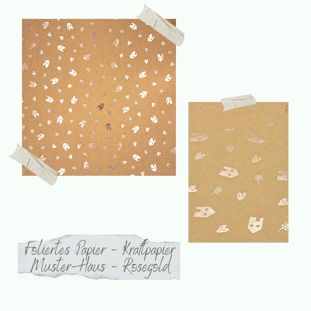 Papier plastifié - Kraftpapier - Haus-Muster - Rosegold