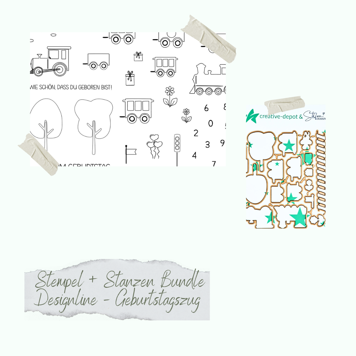 Bundle - Designline - Geburtstagszug - Set de tampons & emporte-pièces