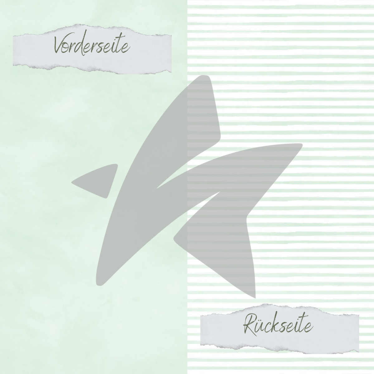 Papier à dessin - Basic - Babymint - Streifen + Uni - Imprimé double face