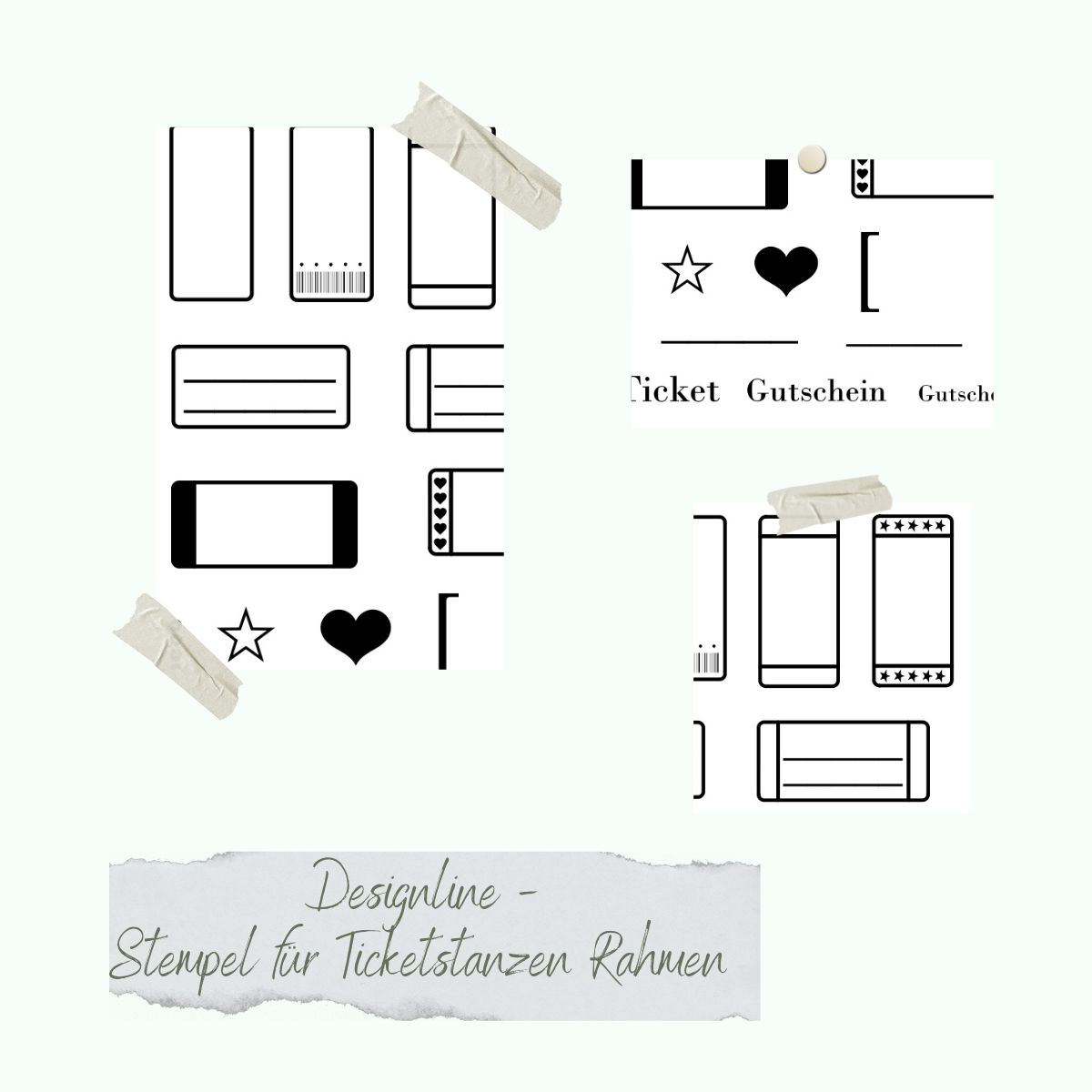 Set de tampons - Designline - Stempel für Ticketstanzen Rahmen