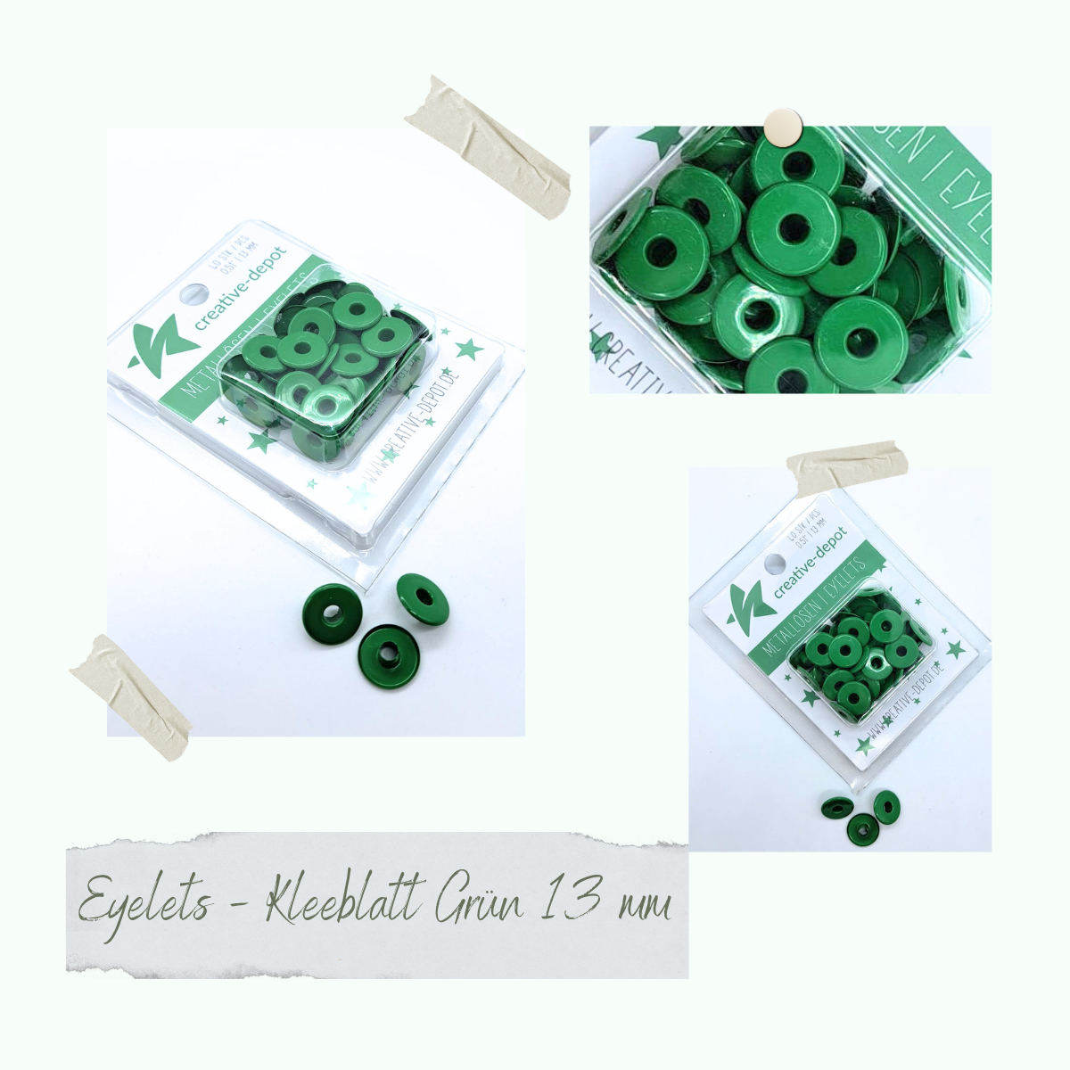 Largeur Eyelets - Trèfle vert - 13mm