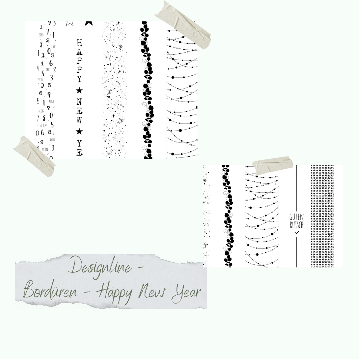 Set de tampons - Designline - Bordüren - Happy New Year