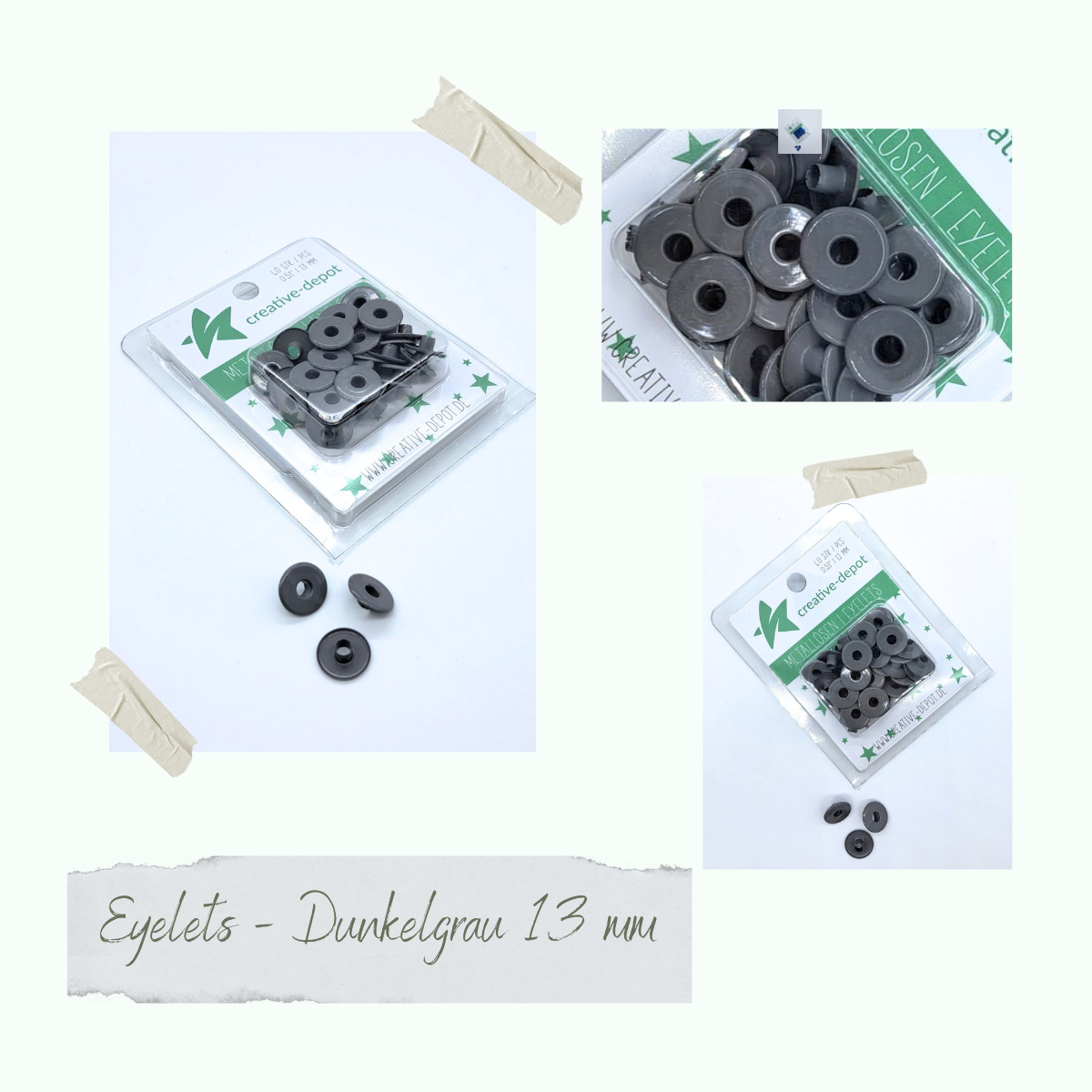 Breite Eyelets - Dunkelgrau - 13mm