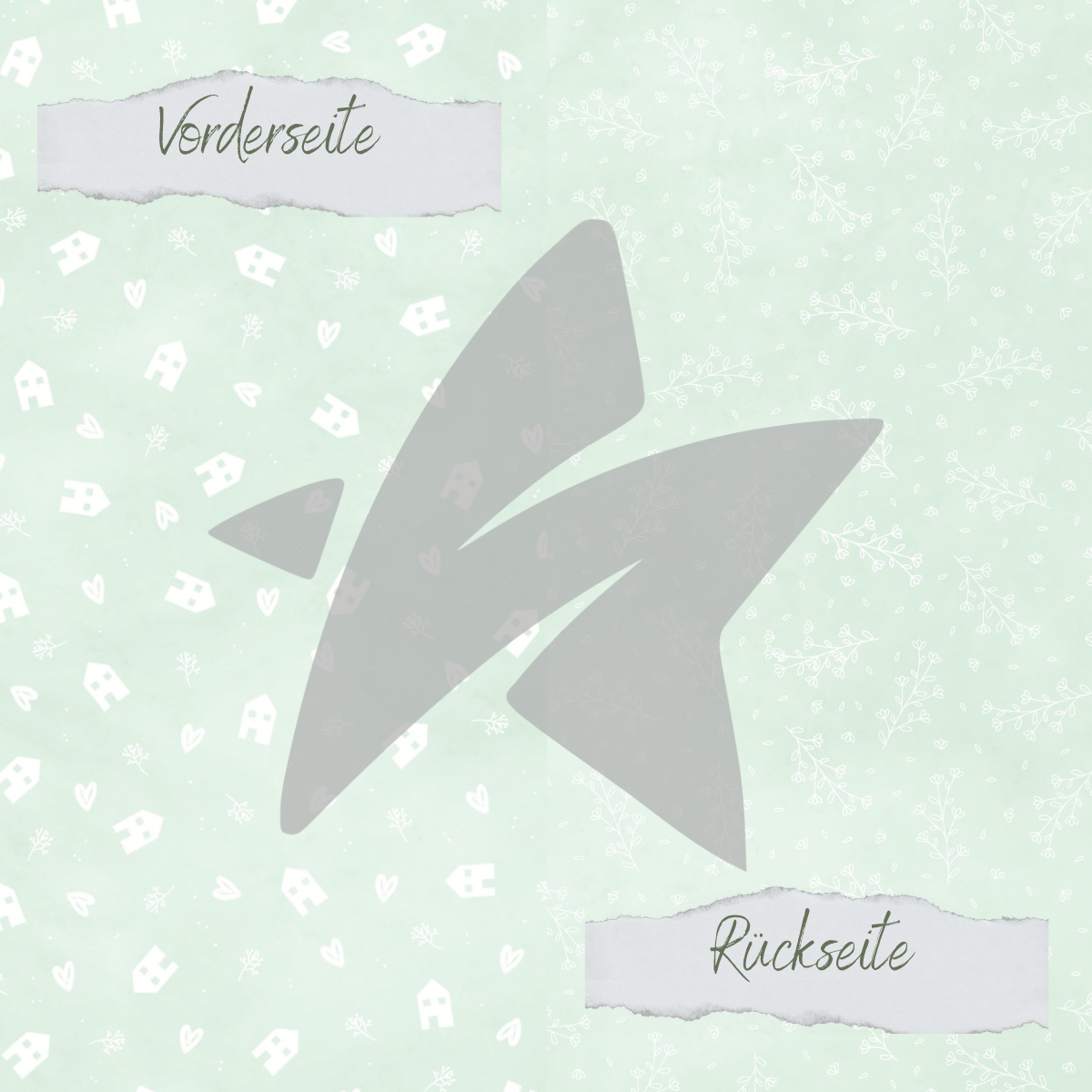 Papier Design - Basic - Babymint - Häuser + Zweige - Imprimé double face