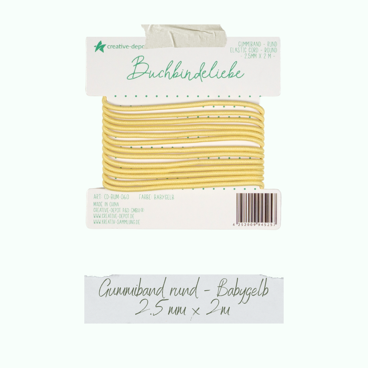 Gummiband - Babygelb - rund - Buchbindeliebe