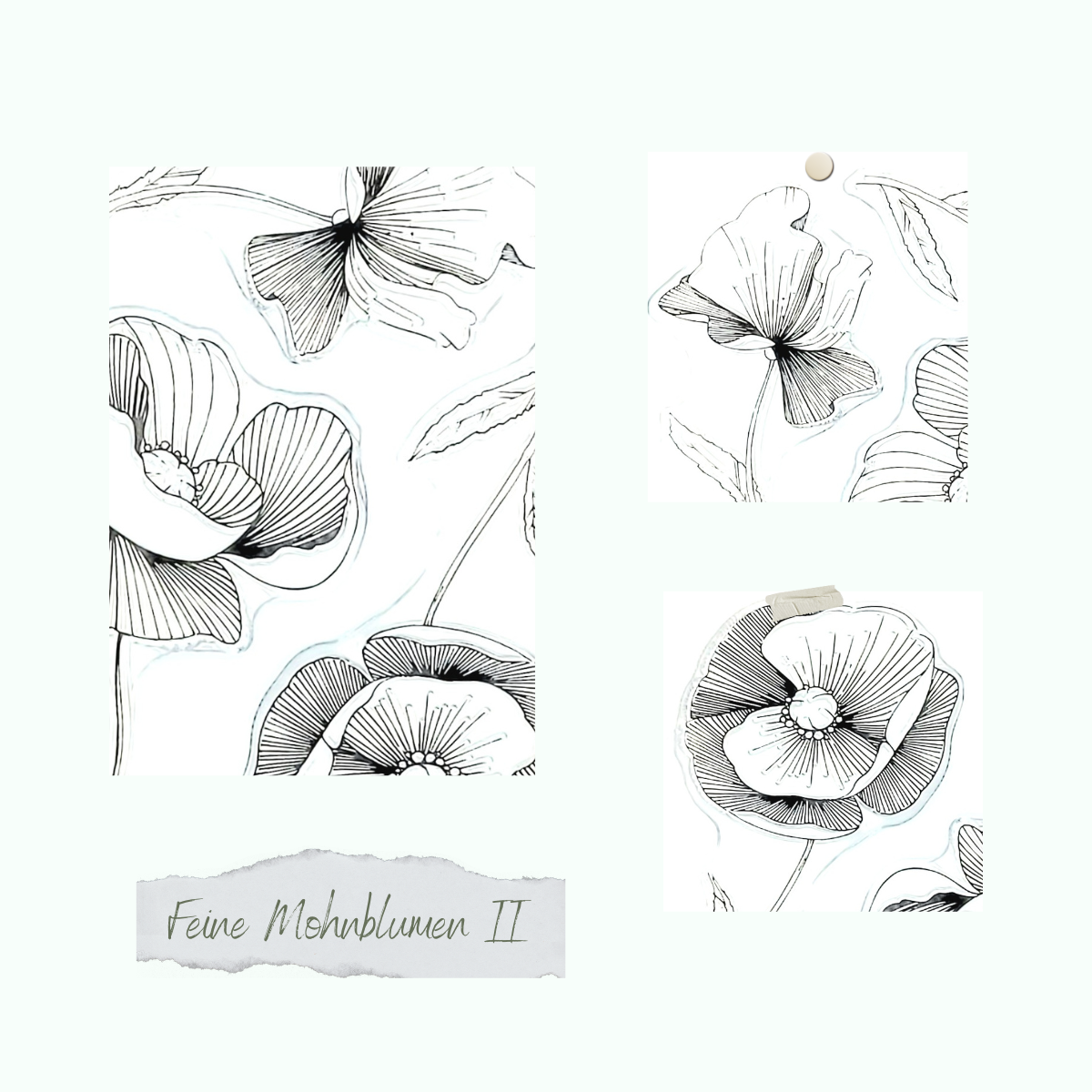 Set de tampons - Feine Mohnblumen II