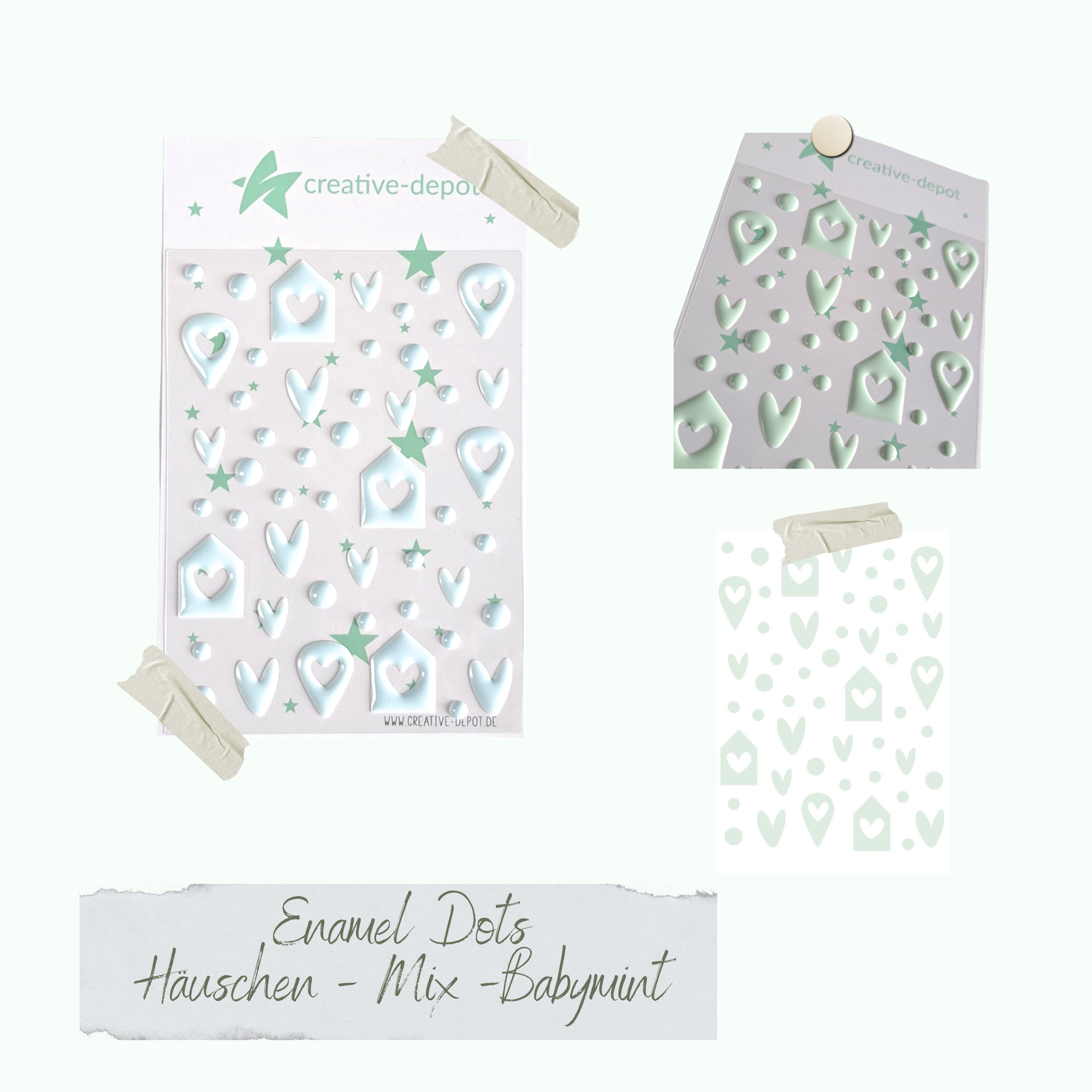 Enamel Dots - Häuschen Mix - Babymint