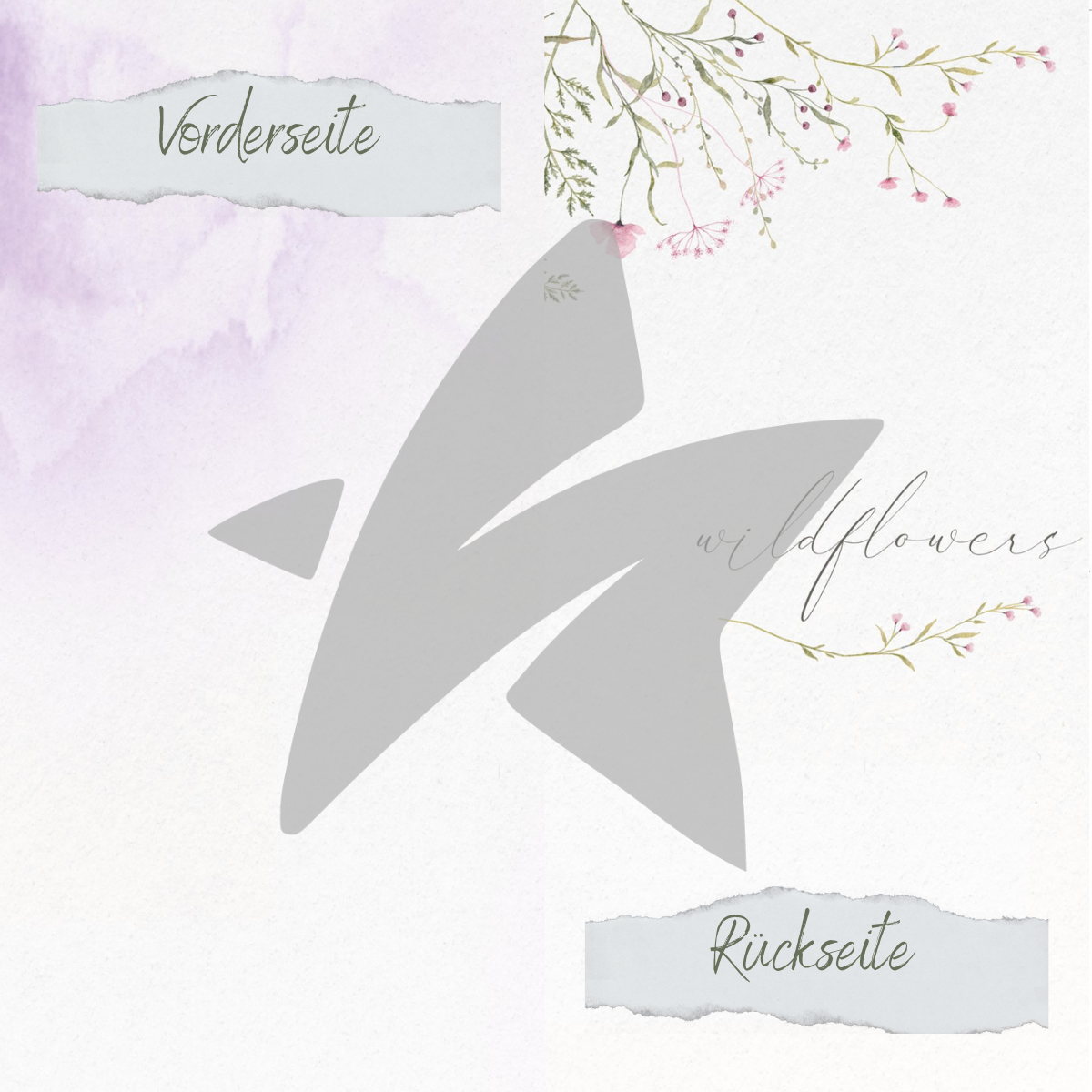 Papier Design - Wilde Blumen - Blumige Ecken - Imprimé recto-verso