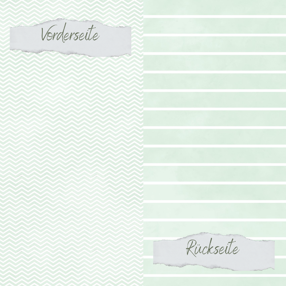 Papier Design - Basic - Babymint - Breite Linien + Zickzack - Imprimé double face